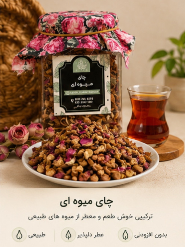 چای میوهای ویژه رایکا (به، سیب، بهارنارنج، گل سرخ و هل) ۱۰۰ گرم